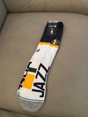 Stance Utah Jazz Crew Socks - White/Yellow/Green/Black